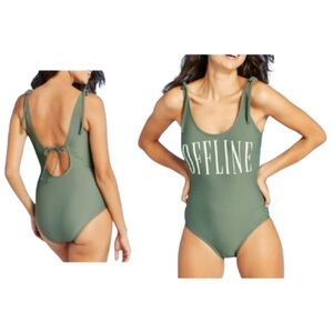 Kona Sol One-Piece Swimsuit Green "Offline" Graphic Print NWT Swimwear